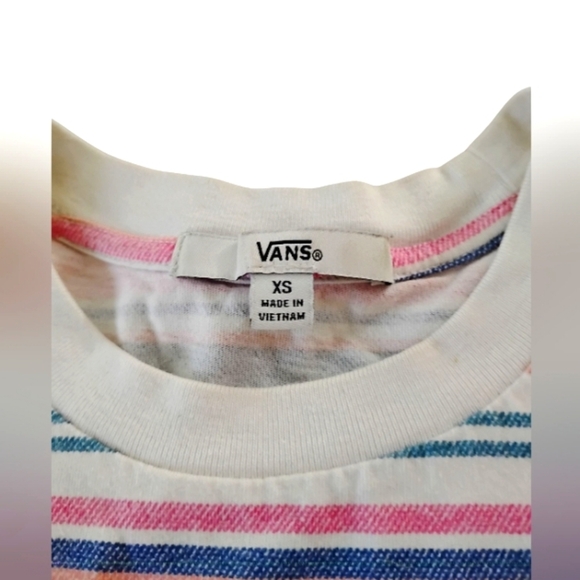 VANS | Wazzy Stripe Coral Beach Vibes Skate Short Sleeve Crop TShirt | XS NWOT - Picture 2 of 7